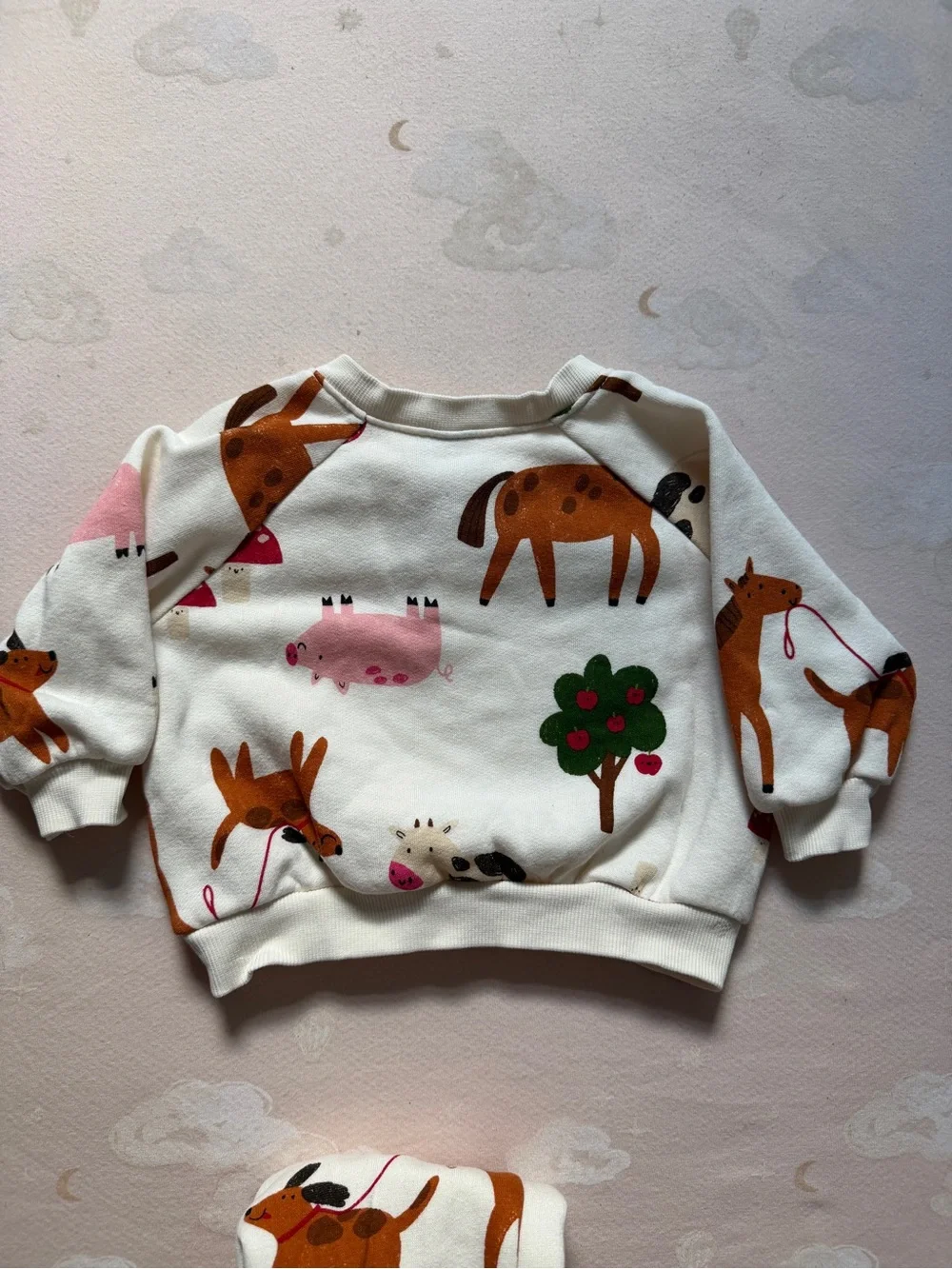 Old Navy Cream Kids Matching Set with Farm Animal Prinf
